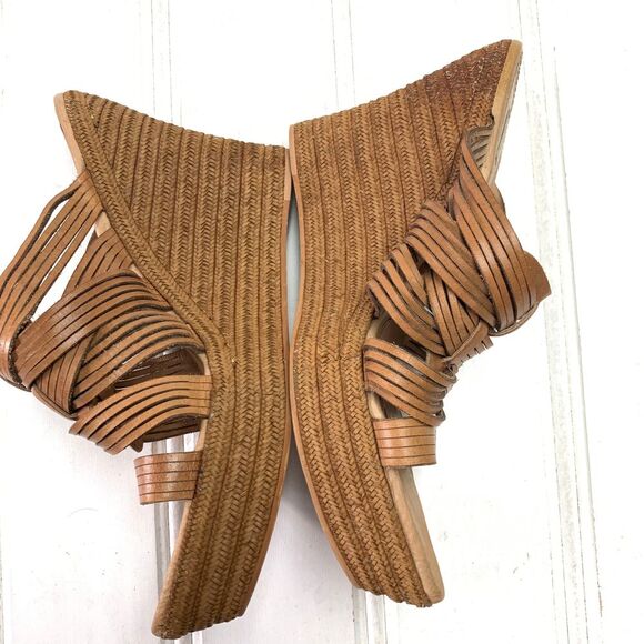 UGG Melinda Brown Leather Wedge Platforms Sandals - Picture 3 of 12